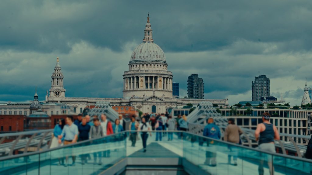 St Pauls Cathedral Millennium Bridge River Crowd By Chelsea Abbott Square elephnat film production london location 1