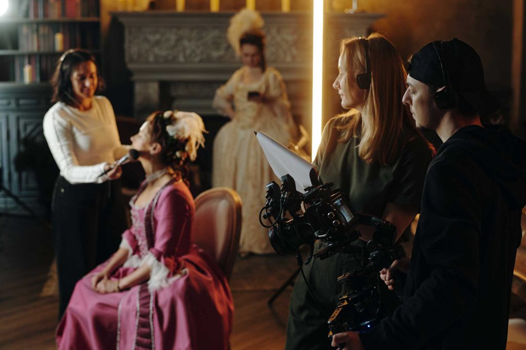 young caucasian woman getting makeup applied durin 2026 01 09 11 53 05 utc film production London SEP